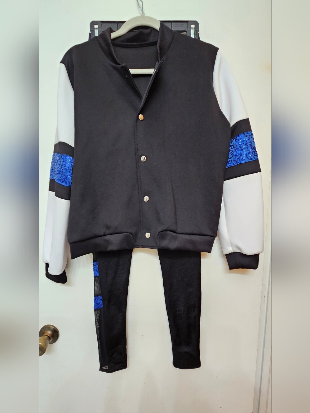 Weissman Black & White Bomber Jacket with Blue Accent Panels